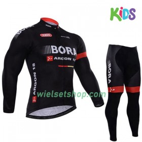 Kind Fietskleding (Wielershirt Lange Mouw + Fietsbroek Lang) 2017 Bora-Hansgrohe N003